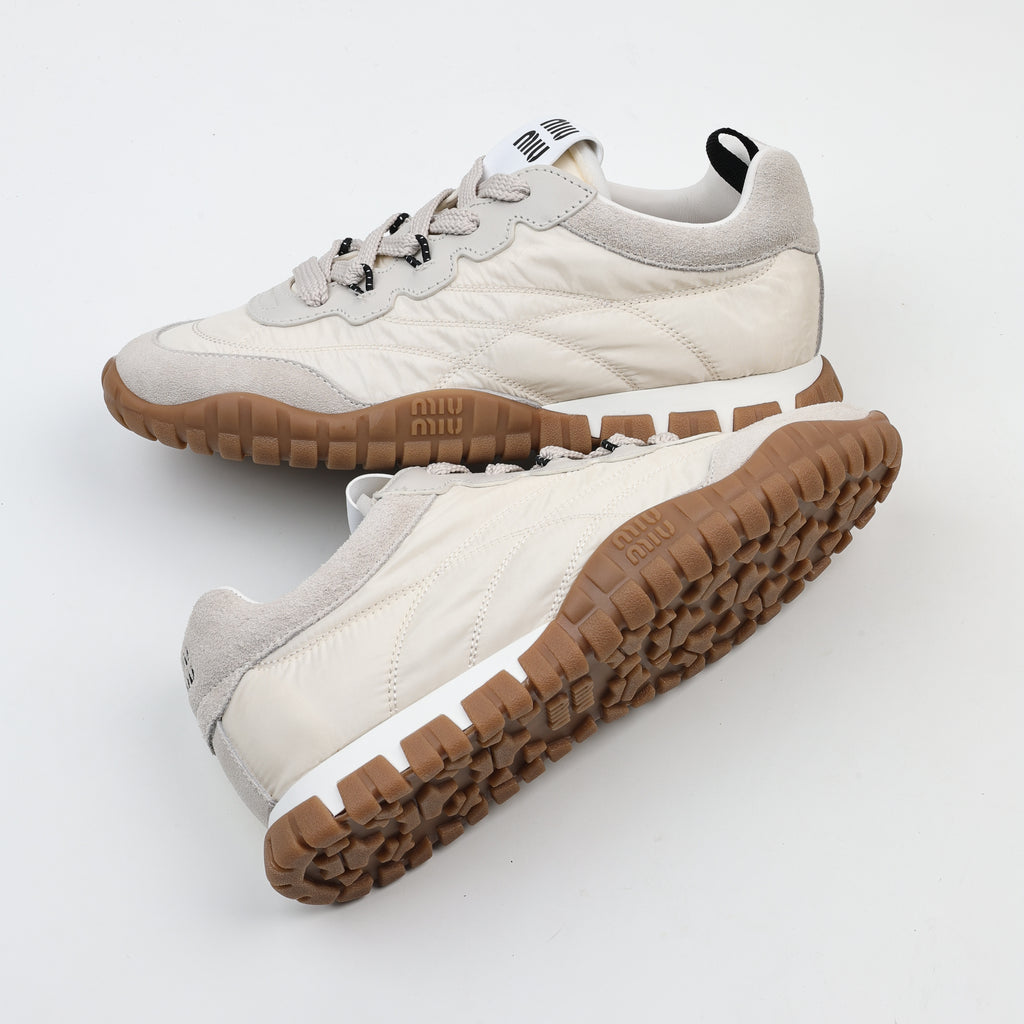 Miu Miu Tyre Technical Fabric and Suede Sneakers