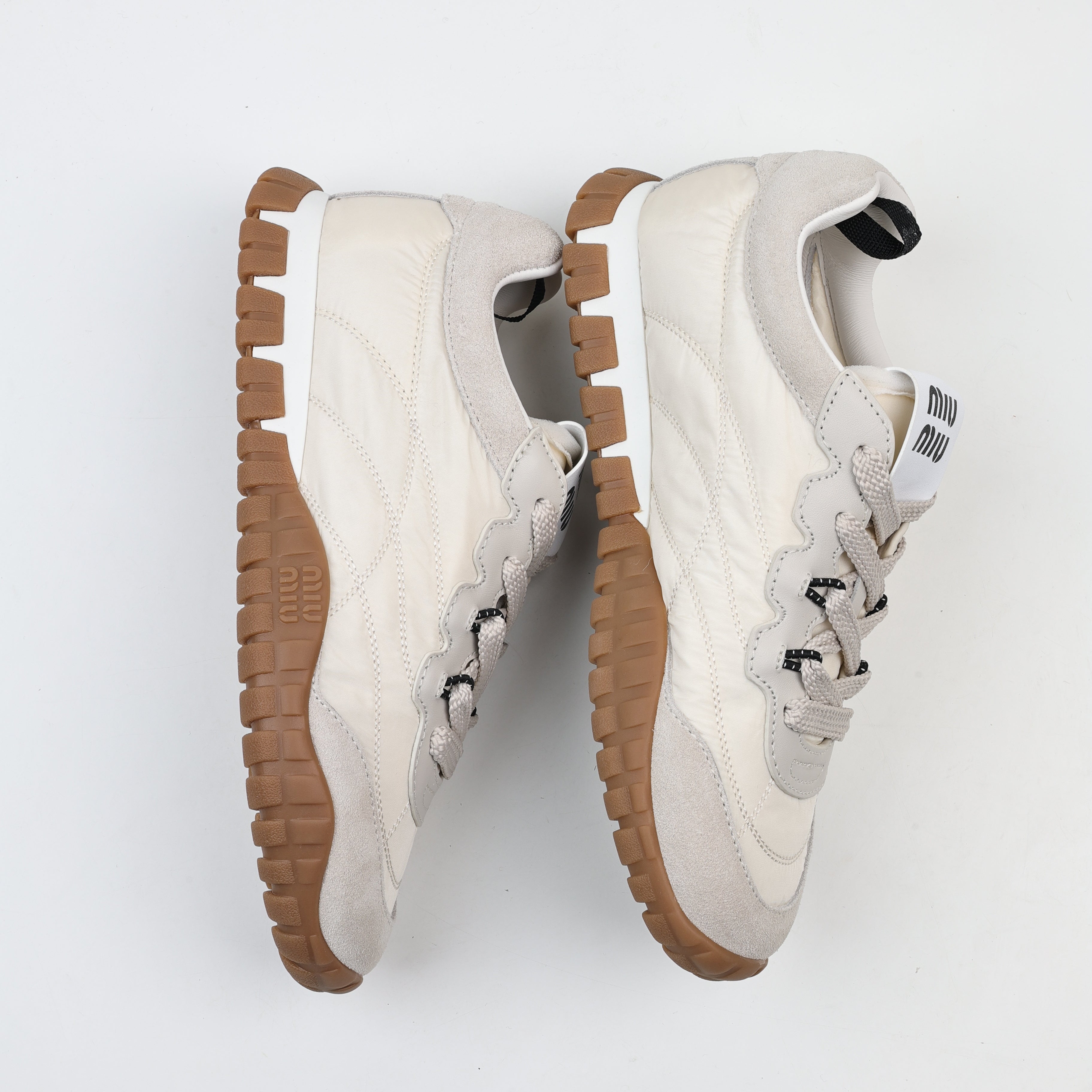 Miu Miu Tyre Technical Fabric and Suede Sneakers