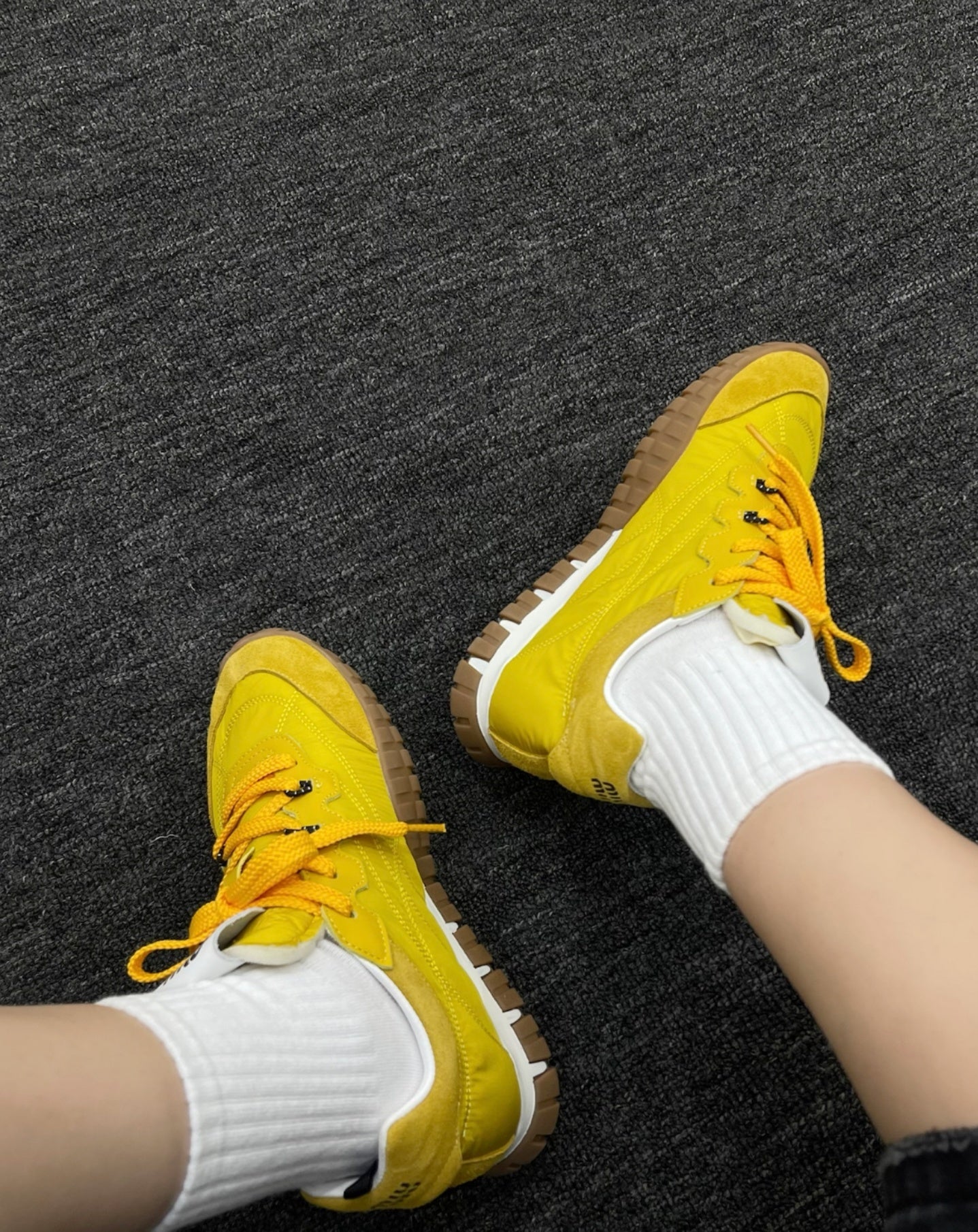 Miu Miu Tyre Technical Fabric and Suede Sneakers