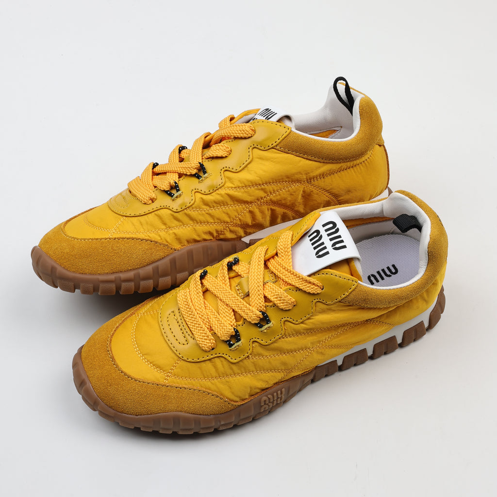 Miu Miu Tyre Technical Fabric and Suede Sneakers