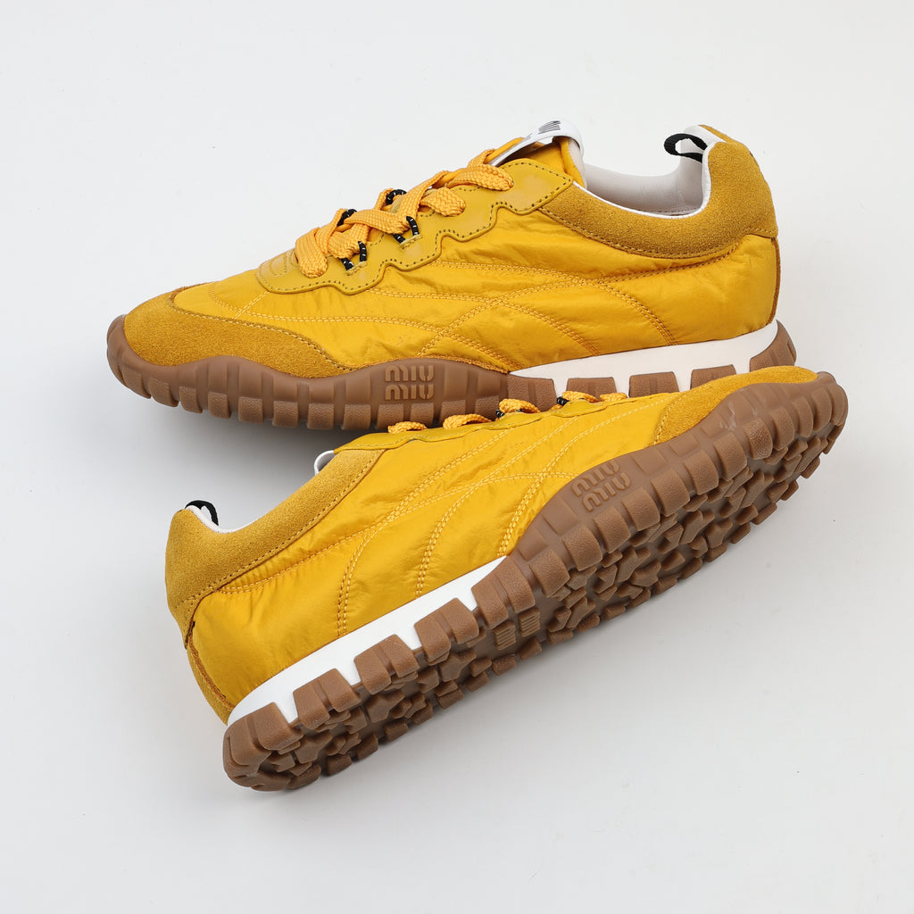Miu Miu Tyre Technical Fabric and Suede Sneakers