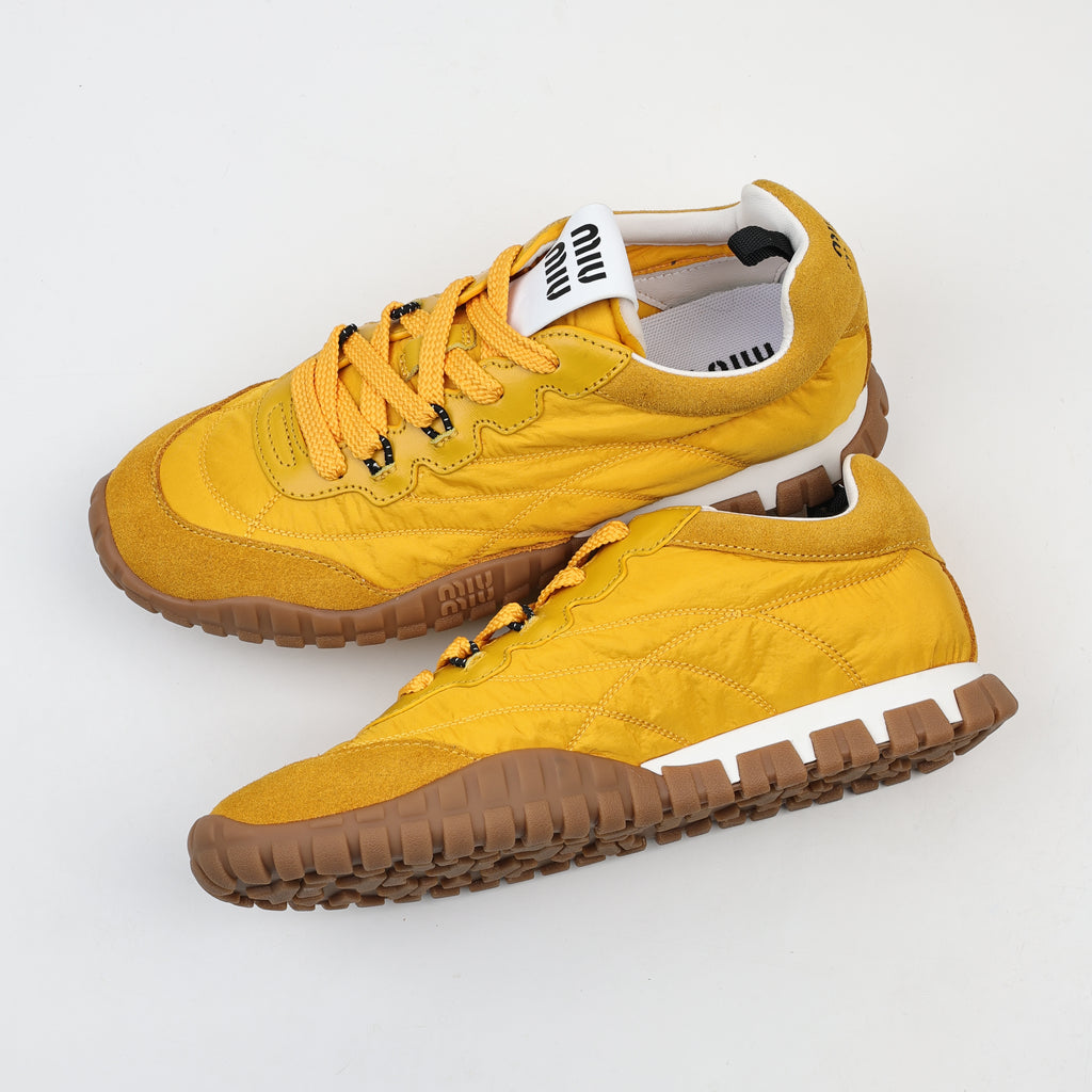 Miu Miu Tyre Technical Fabric and Suede Sneakers