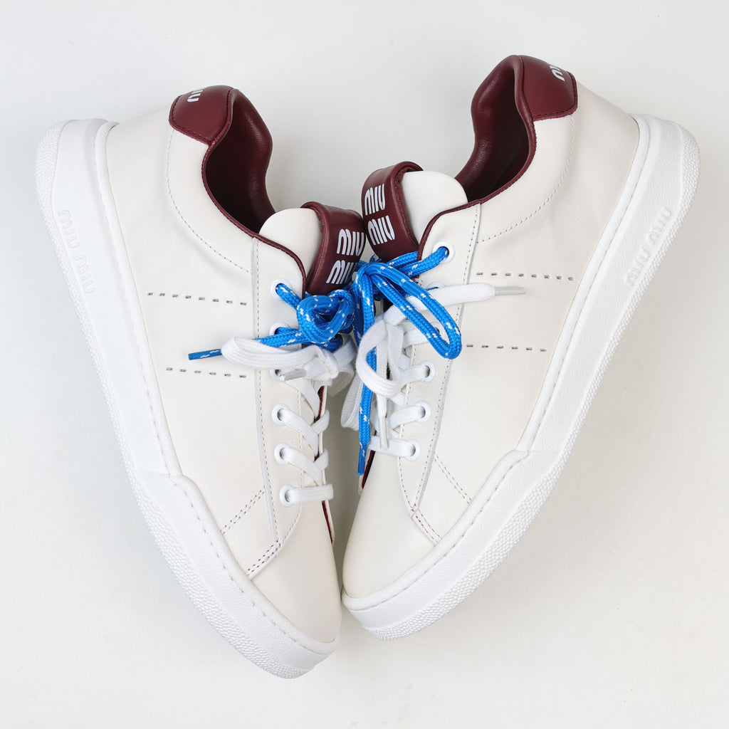 Miu Miu Double Laces Leather Low Top Sneakers