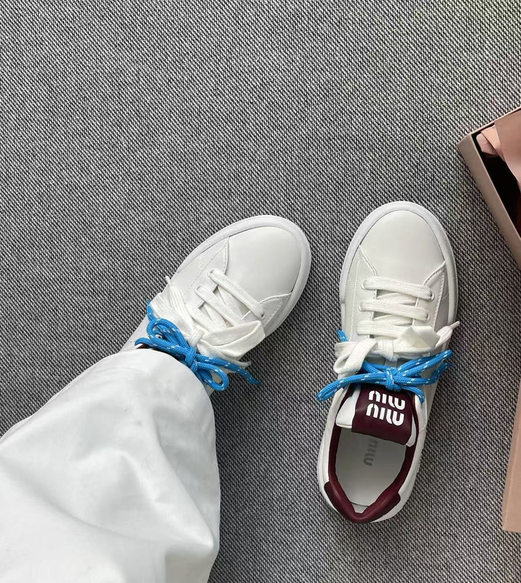Miu Miu Double Laces Leather Low Top Sneakers