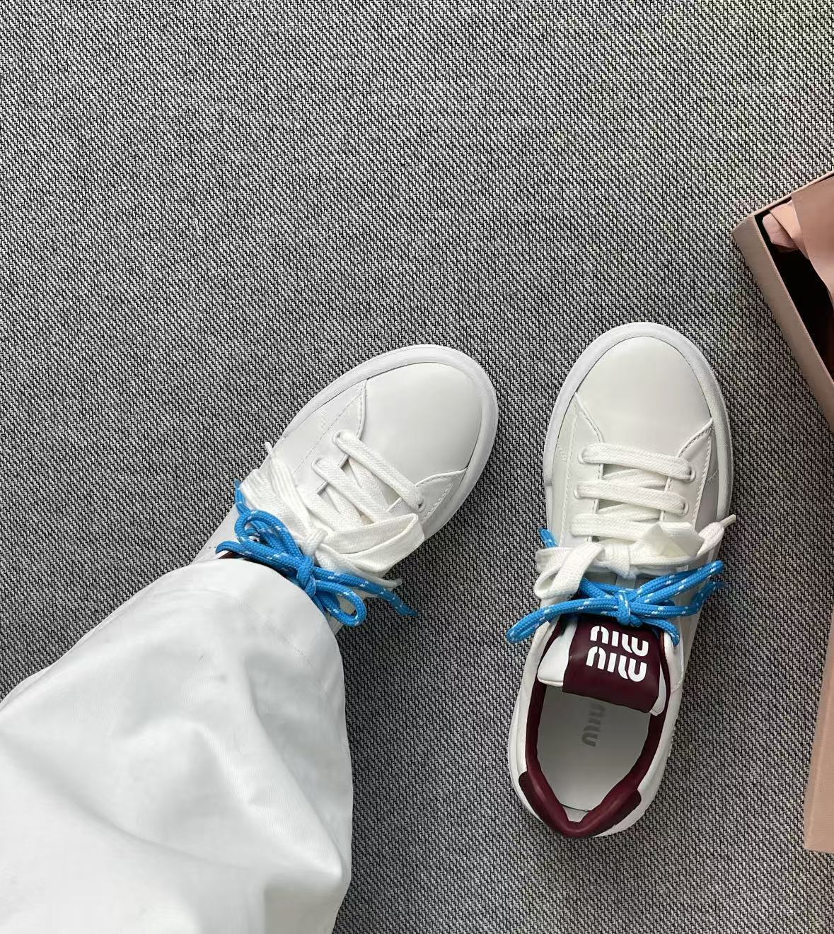 Miu Miu Double Laces Leather Low Top Sneakers