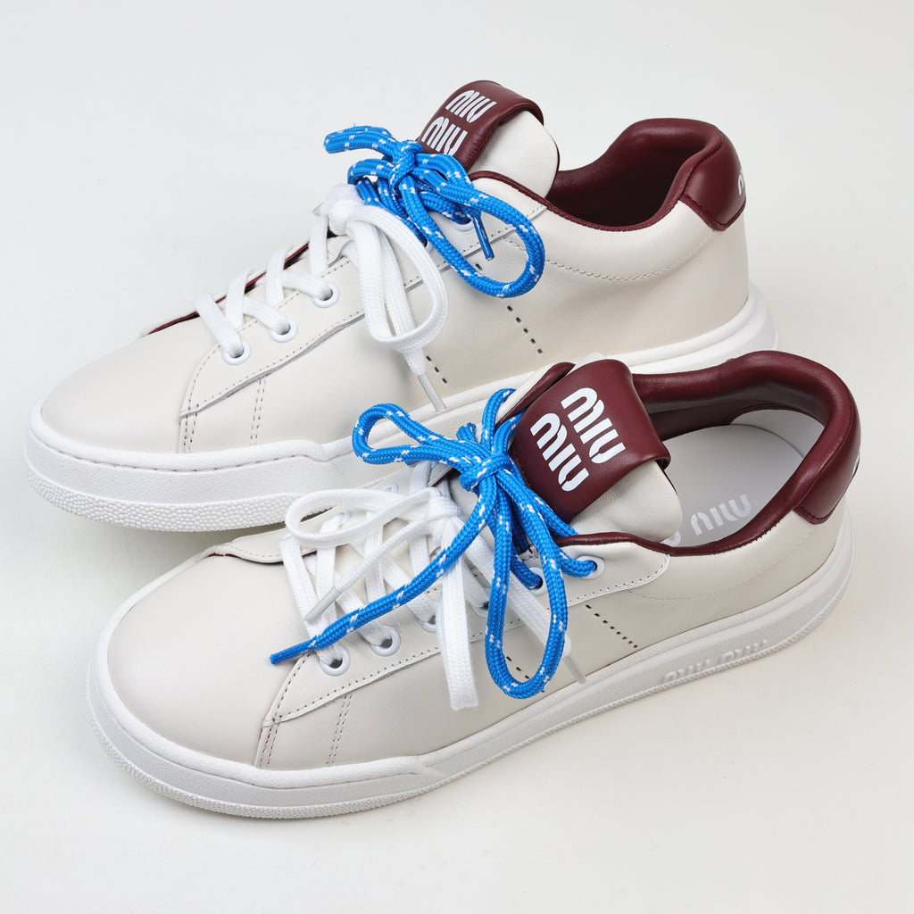 Miu Miu Double Laces Leather Low Top Sneakers