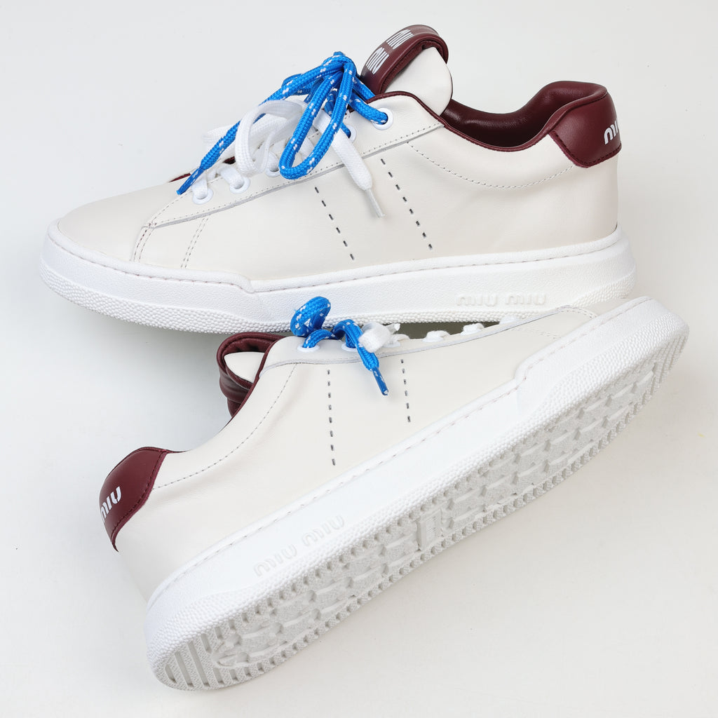 Miu Miu Double Laces Leather Low Top Sneakers