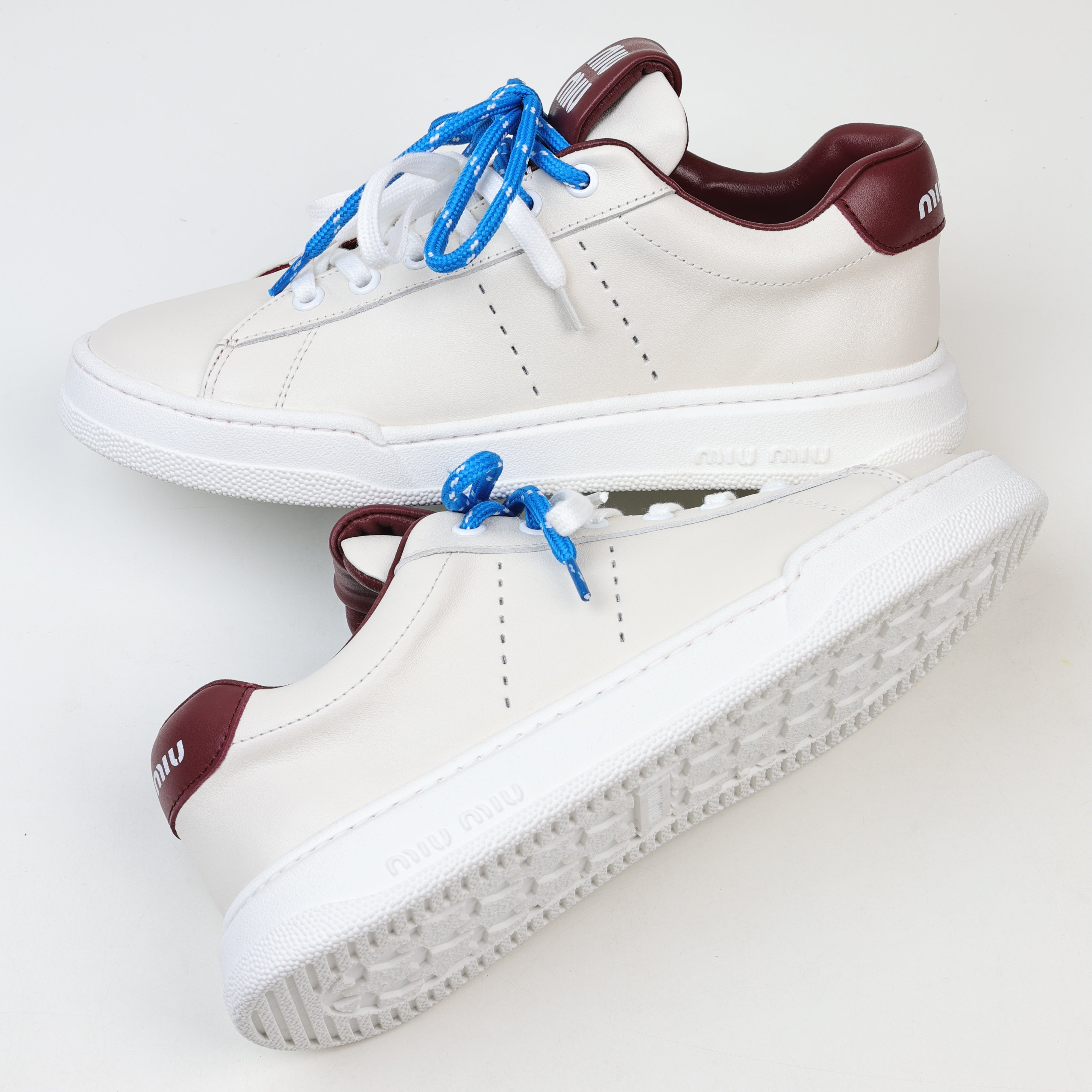 Miu Miu Double Laces Leather Low Top Sneakers