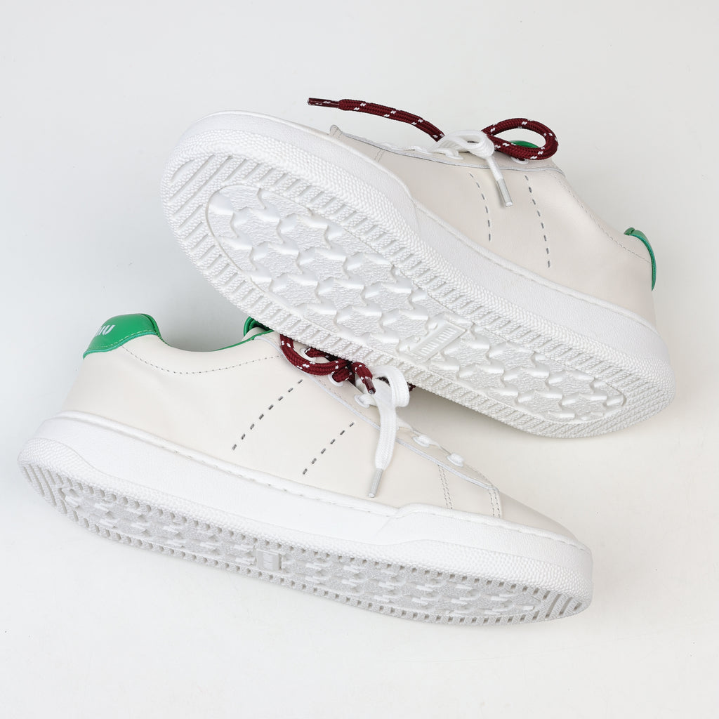 Miu Miu Double Laces Leather Low Top Sneakers
