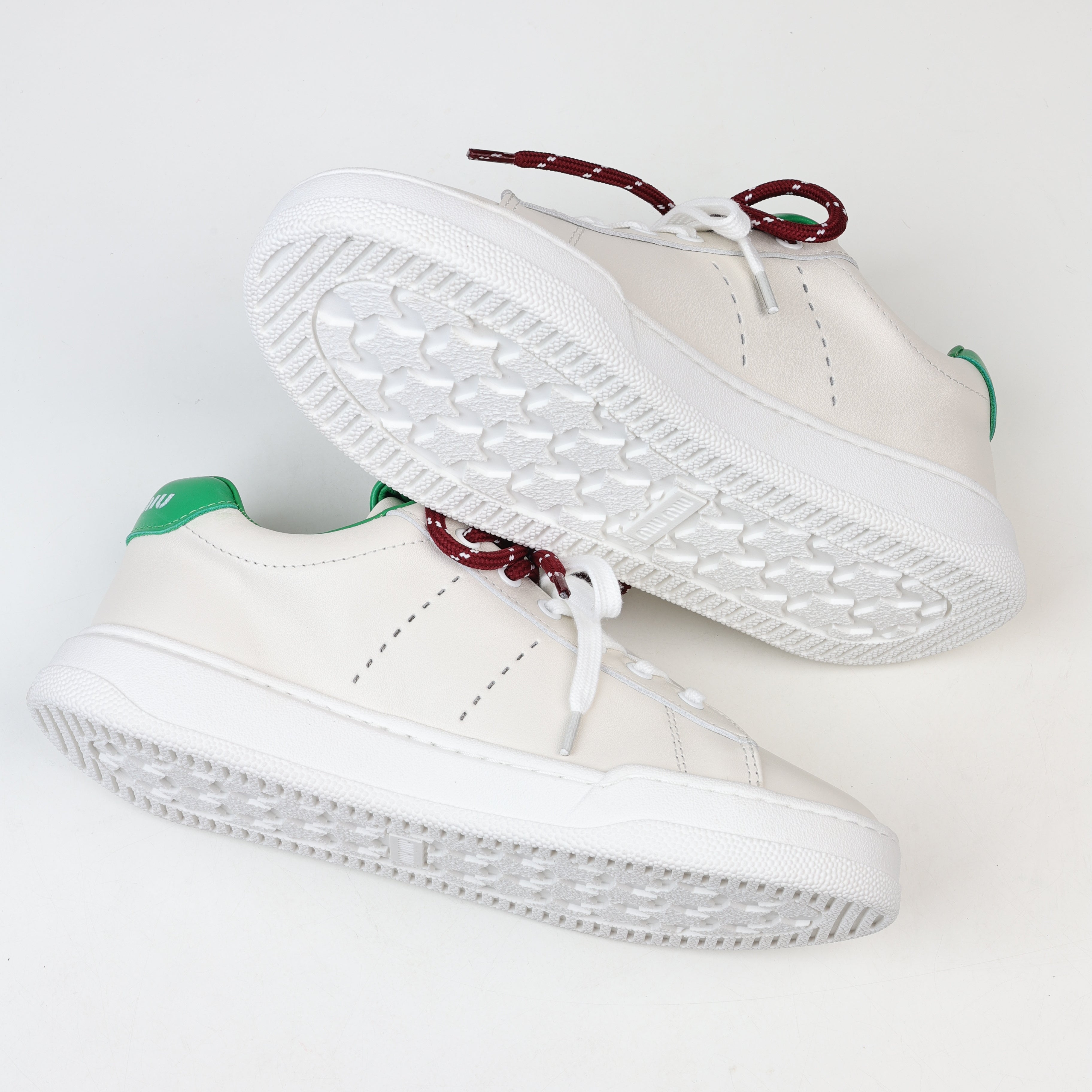 Miu Miu Double Laces Leather Low Top Sneakers