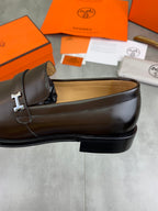 Hermès Men's Brown Calfskin Leather Loafers