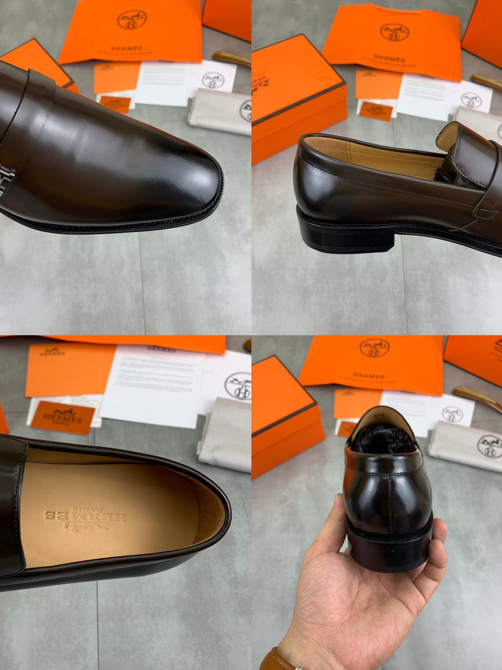Hermès Men's Brown Calfskin Leather Loafers