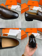 Hermès Men's Brown Calfskin Leather Loafers