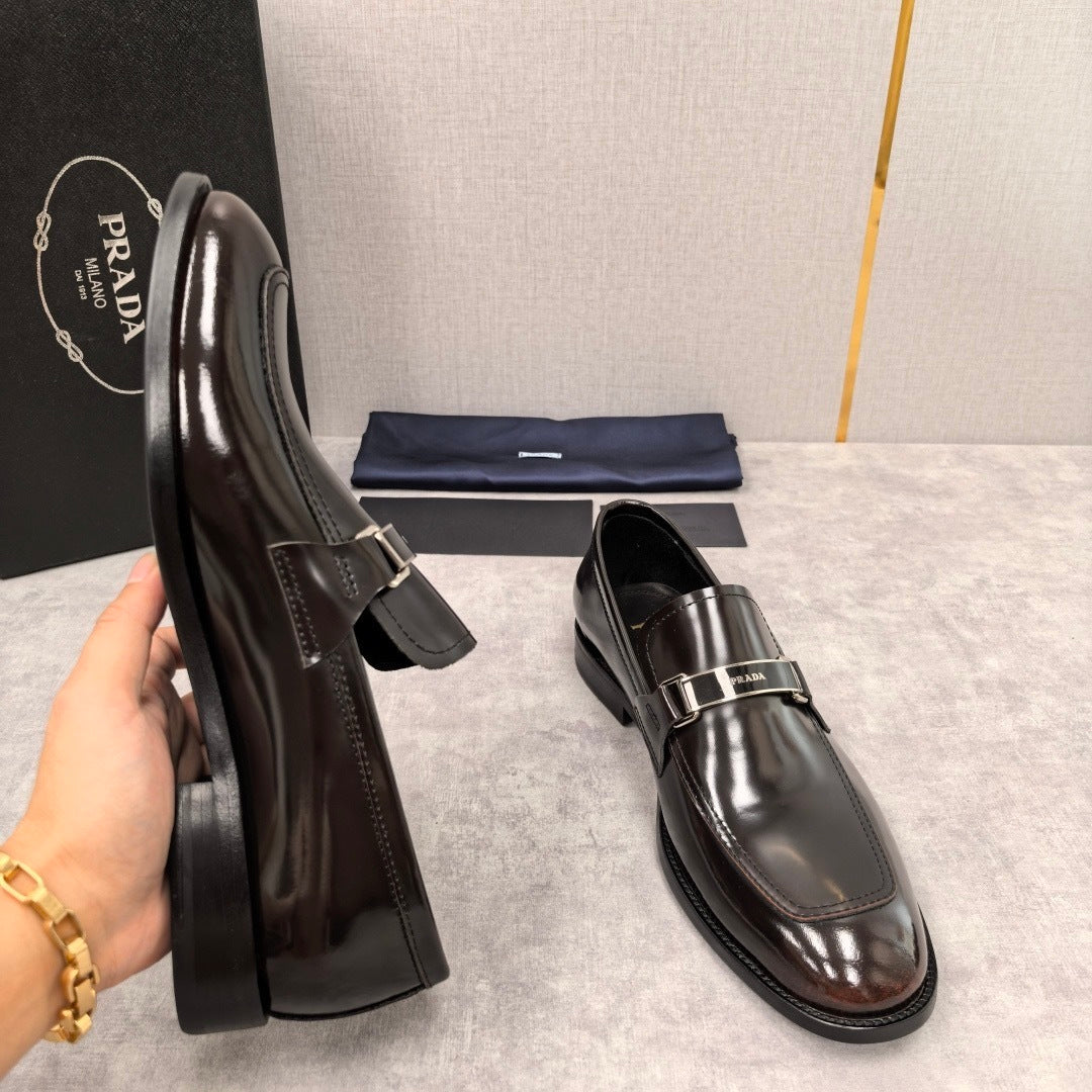 Prada Brushed Leather Loafers