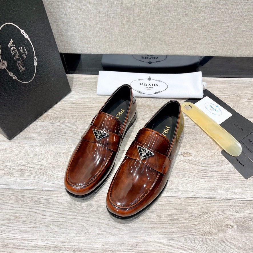 Prada Brushed Leather Loafers