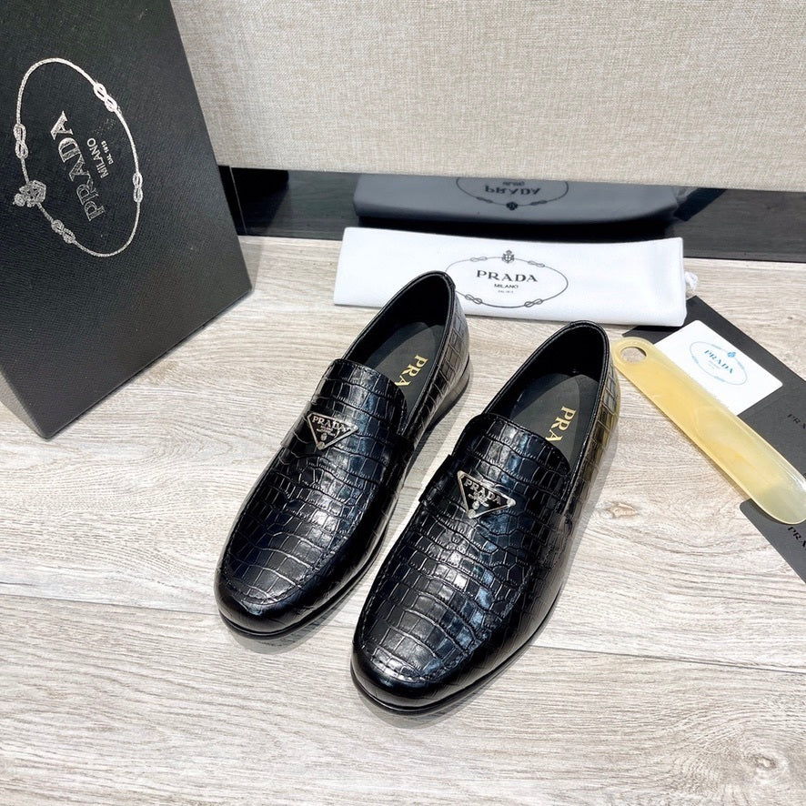 Prada Brushed Leather Loafers