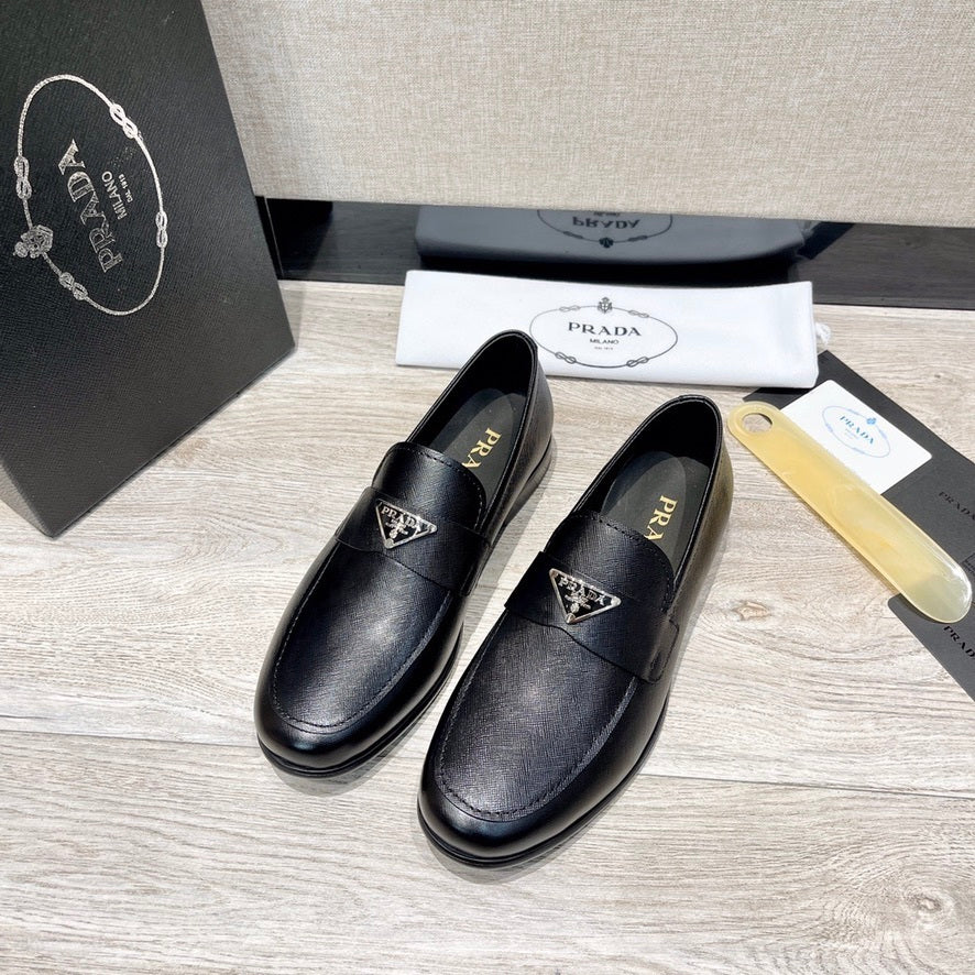 Prada Brushed Leather Loafers
