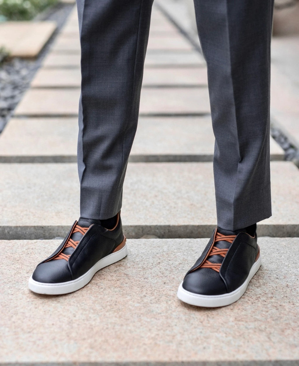 Zegna Triple Stitch Deerskin Sneakers