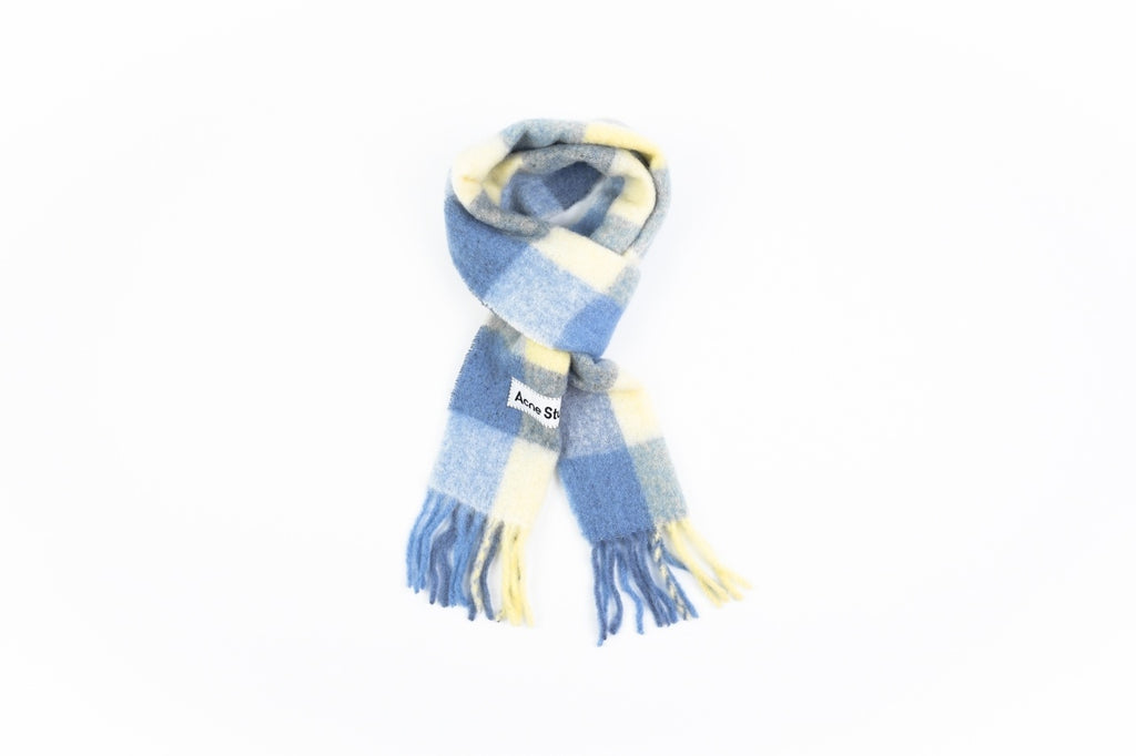 Acne Studios Checkered Logo Alpaca Wool Scarf