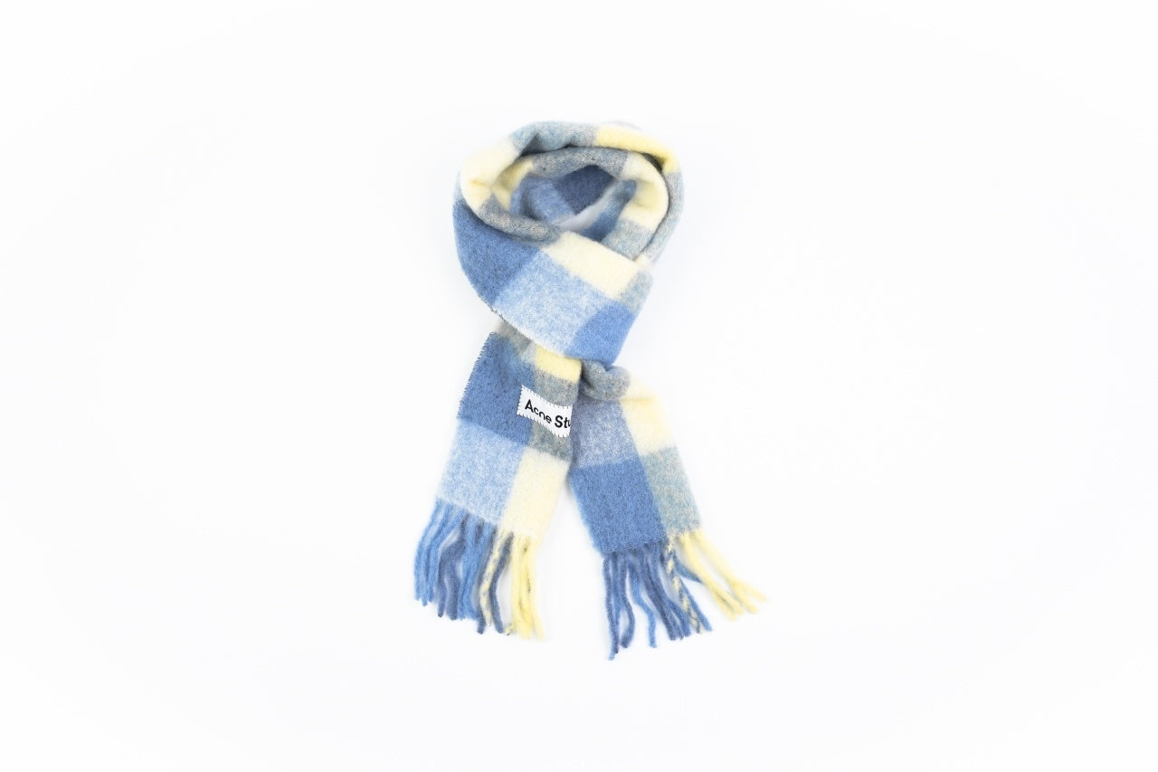 Acne Studios Checkered Logo Alpaca Wool Scarf