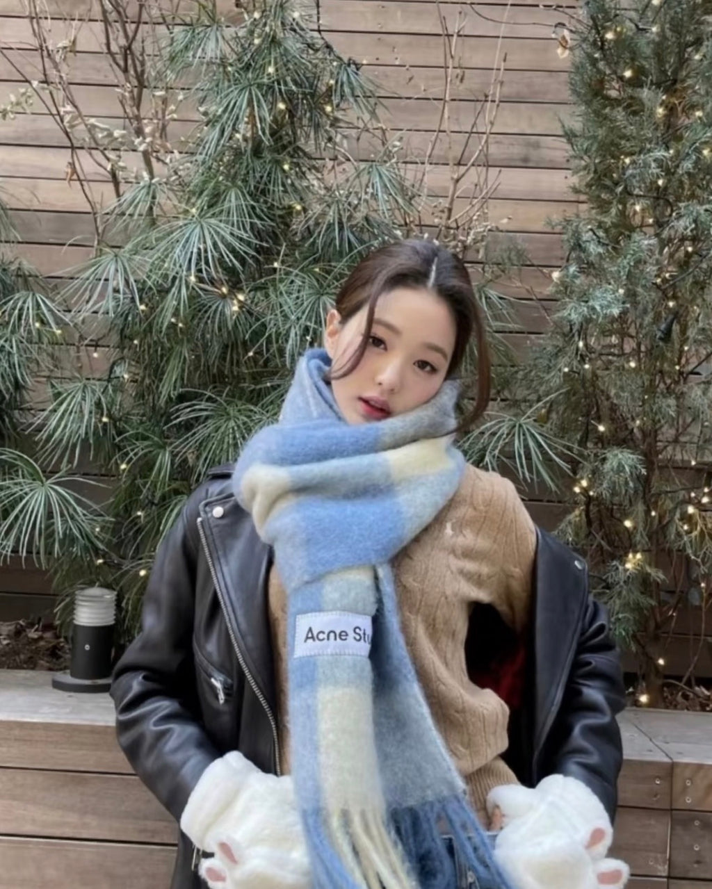 Acne Studios Checkered Logo Alpaca Wool Scarf