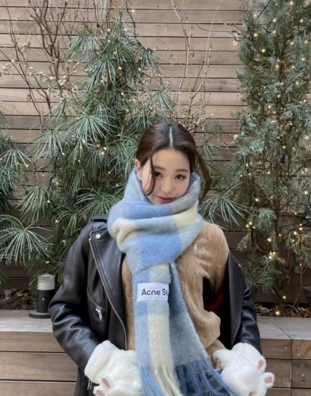 Acne Studios Checkered Logo Alpaca Wool Scarf