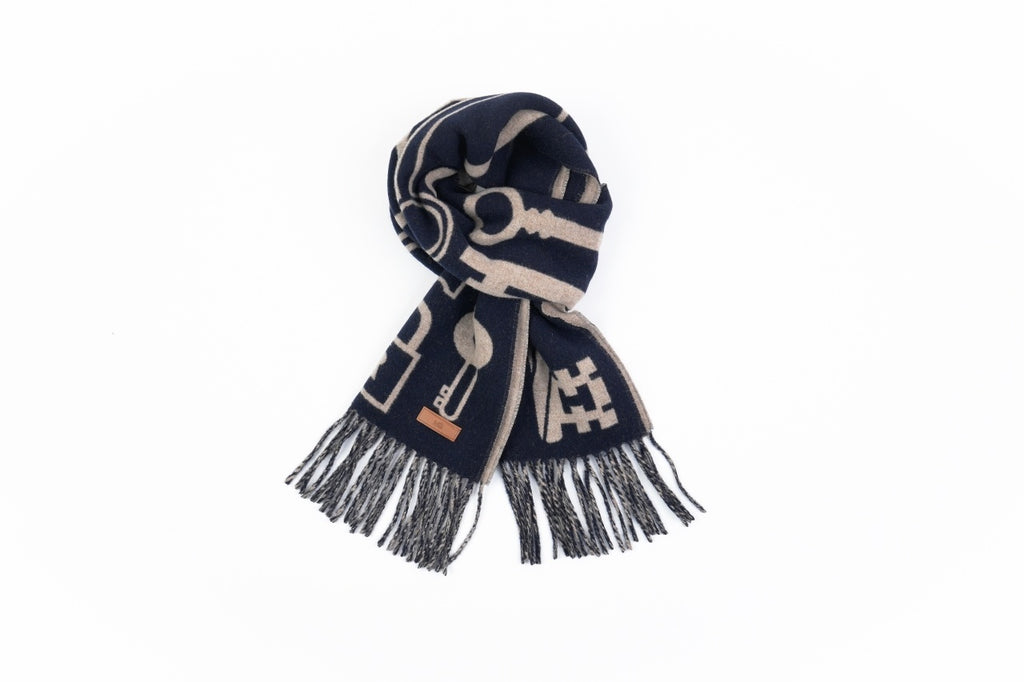 Hermès Clefa Leather Patchwork Fleece Scarf