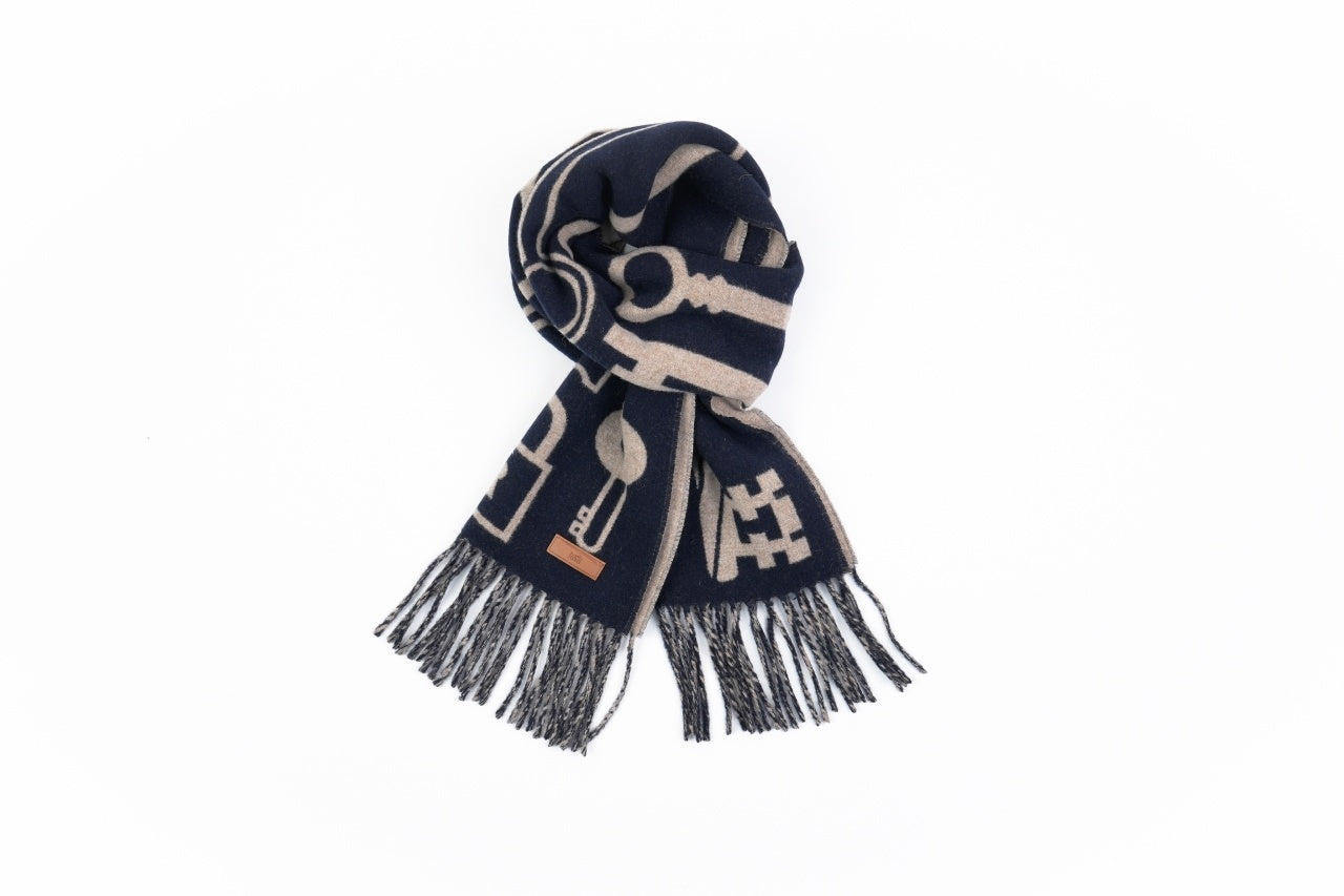 Hermès Clefa Leather Patchwork Fleece Scarf