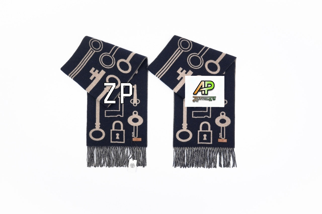 Hermès Clefa Leather Patchwork Fleece Scarf
