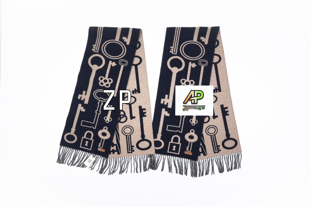 Hermès Clefa Leather Patchwork Fleece Scarf