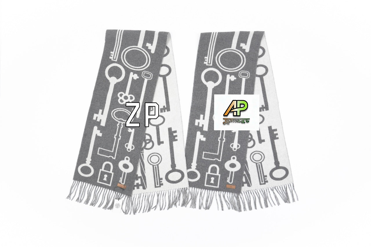 Hermès Clefa Leather Patchwork Fleece Scarf