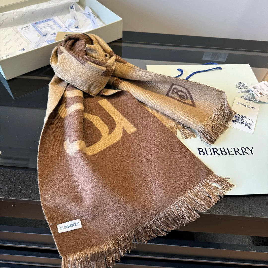 Burberry Double-Sided Logo Cashmere Scarf