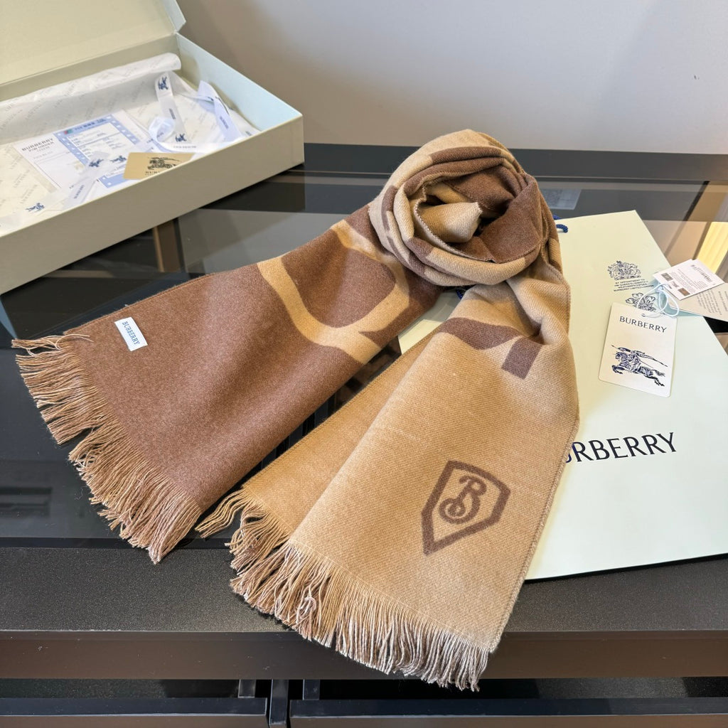Burberry Double-Sided Logo Cashmere Scarf