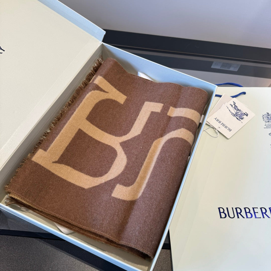 Burberry Double-Sided Logo Cashmere Scarf