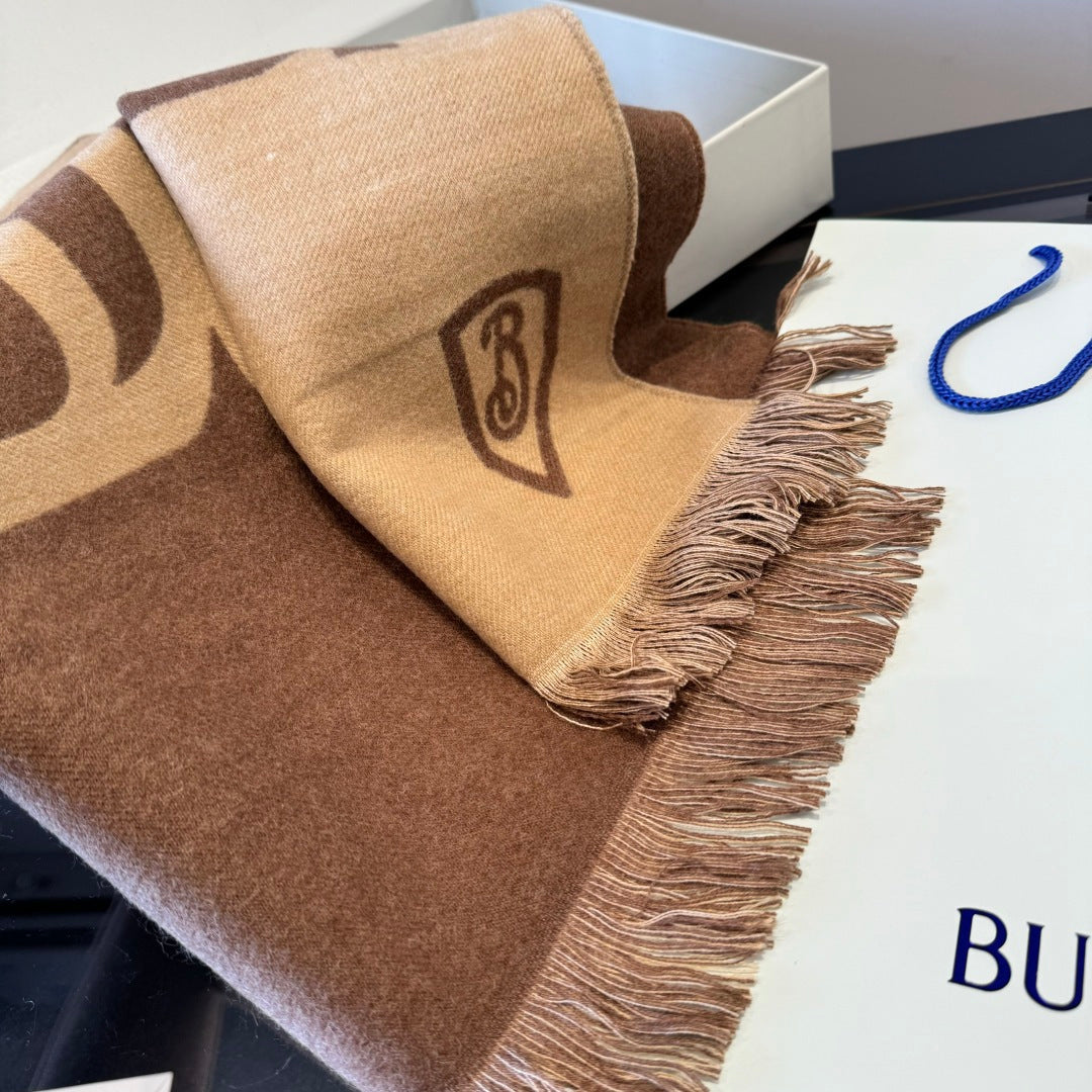 Burberry Double-Sided Logo Cashmere Scarf