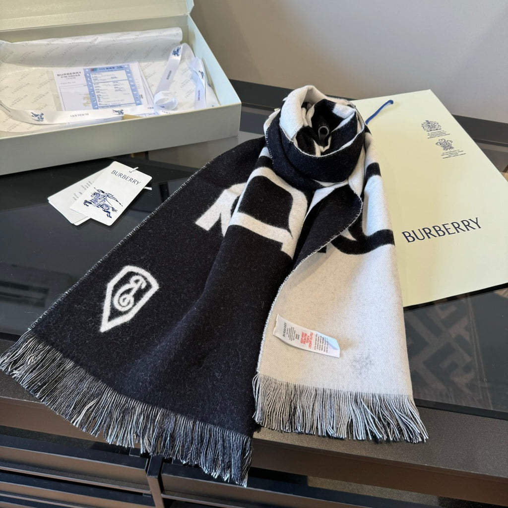Burberry Double-Sided Logo Cashmere Scarf