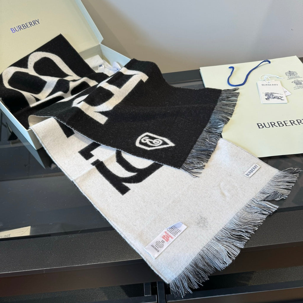 Burberry Double-Sided Logo Cashmere Scarf
