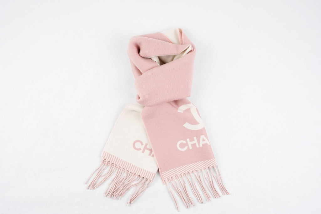 Chanel Pink and White Scarf