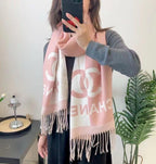 Chanel Pink and White Scarf