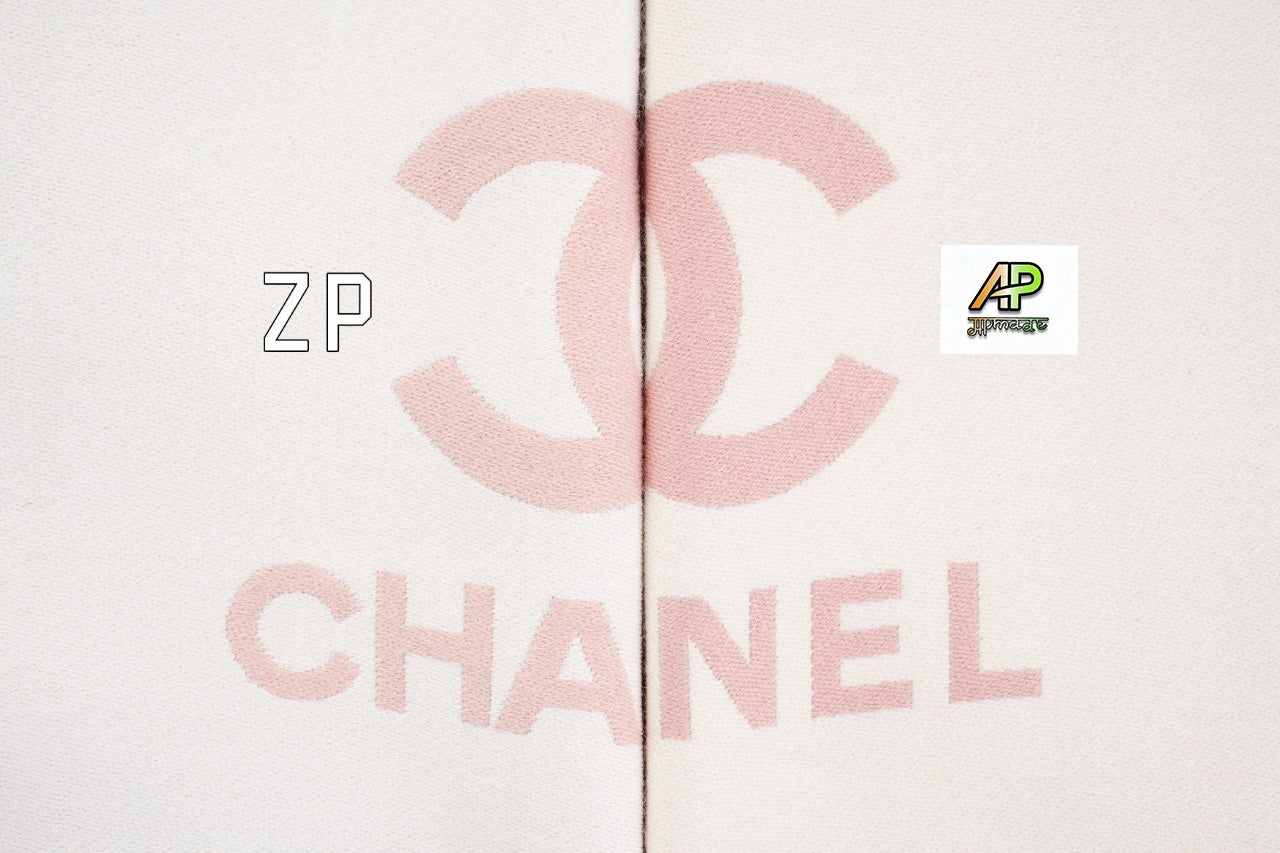 Chanel Pink and White Scarf
