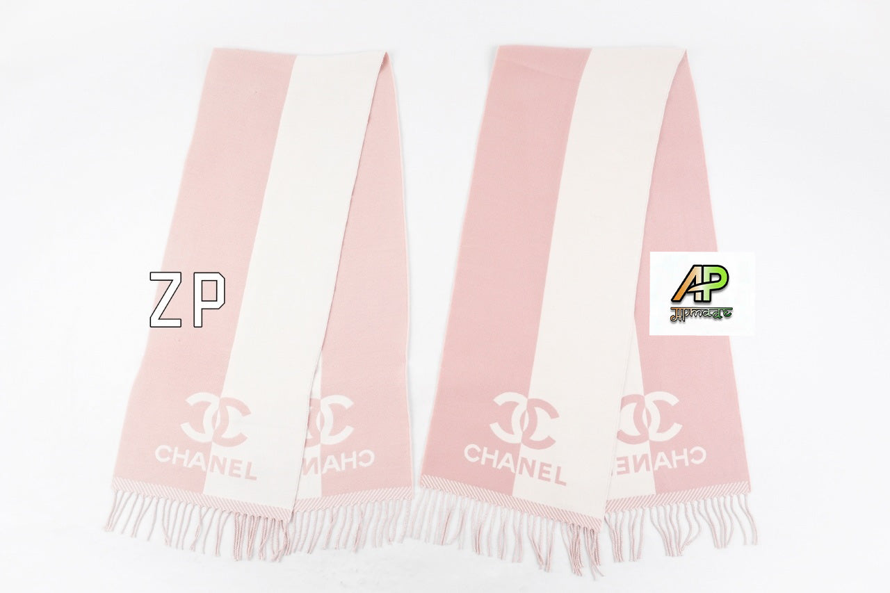 Chanel Pink and White Scarf
