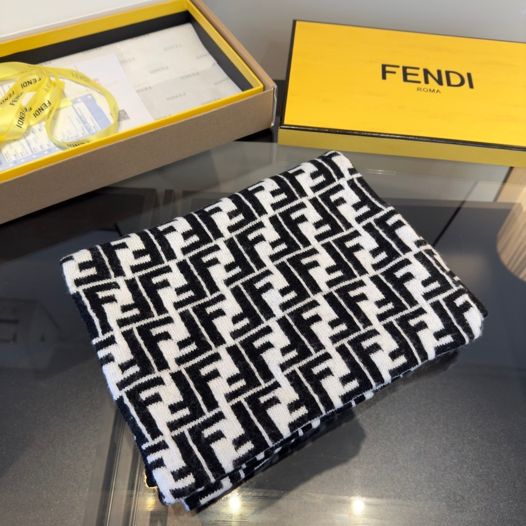 Fendi Cashmere and Wool Long Scarf