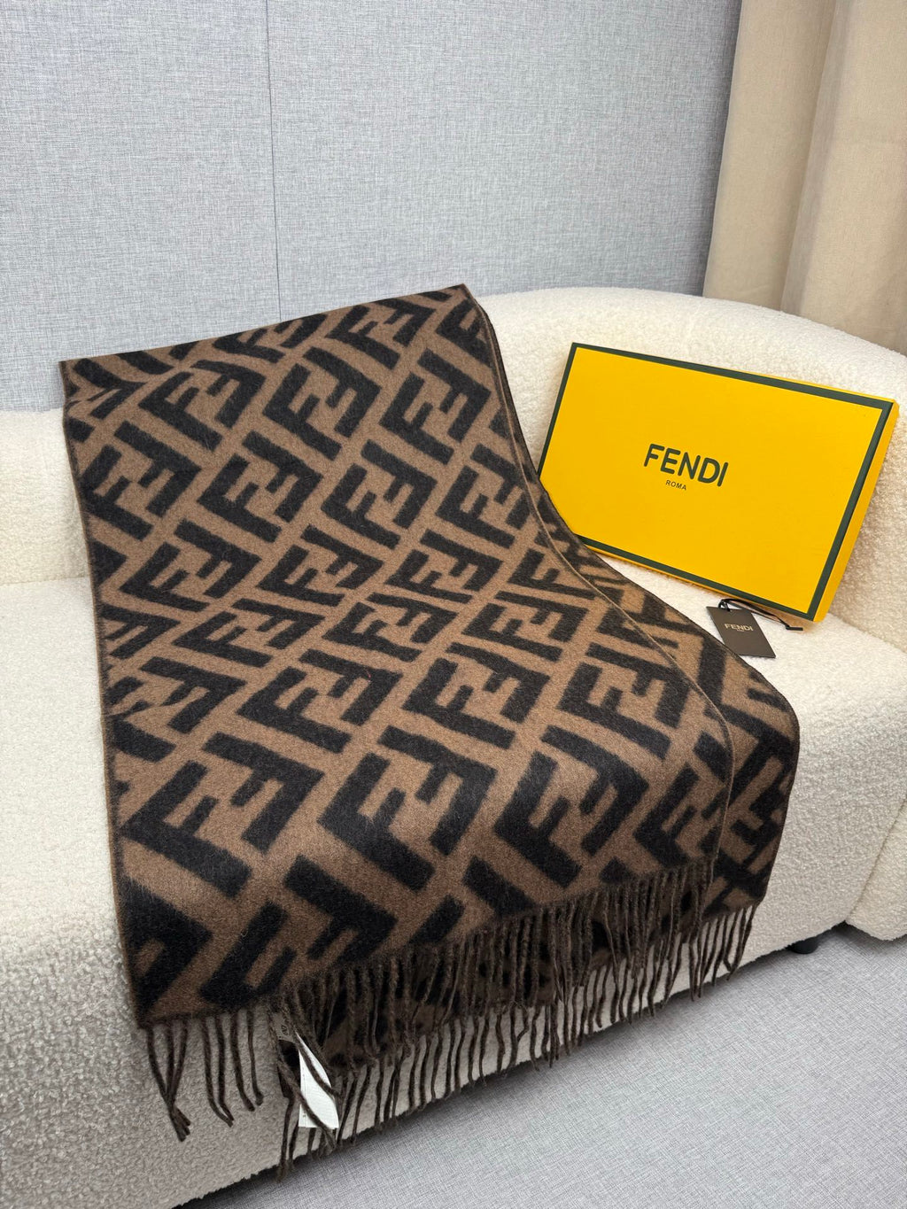 Fendi Classic Cashmere Shawl Long Scarf