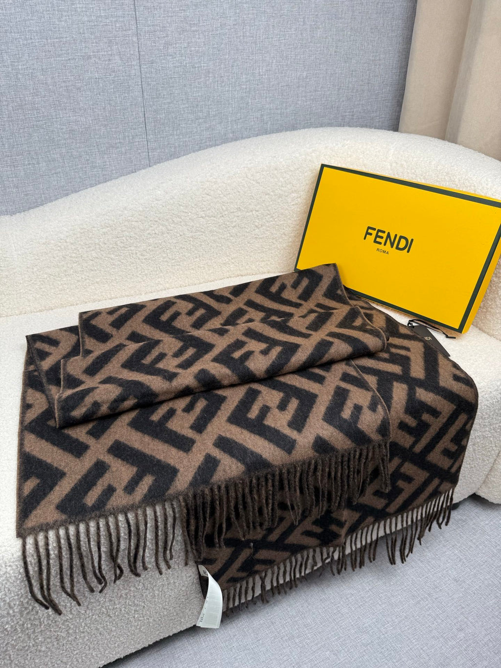 Fendi Classic Cashmere Shawl Long Scarf