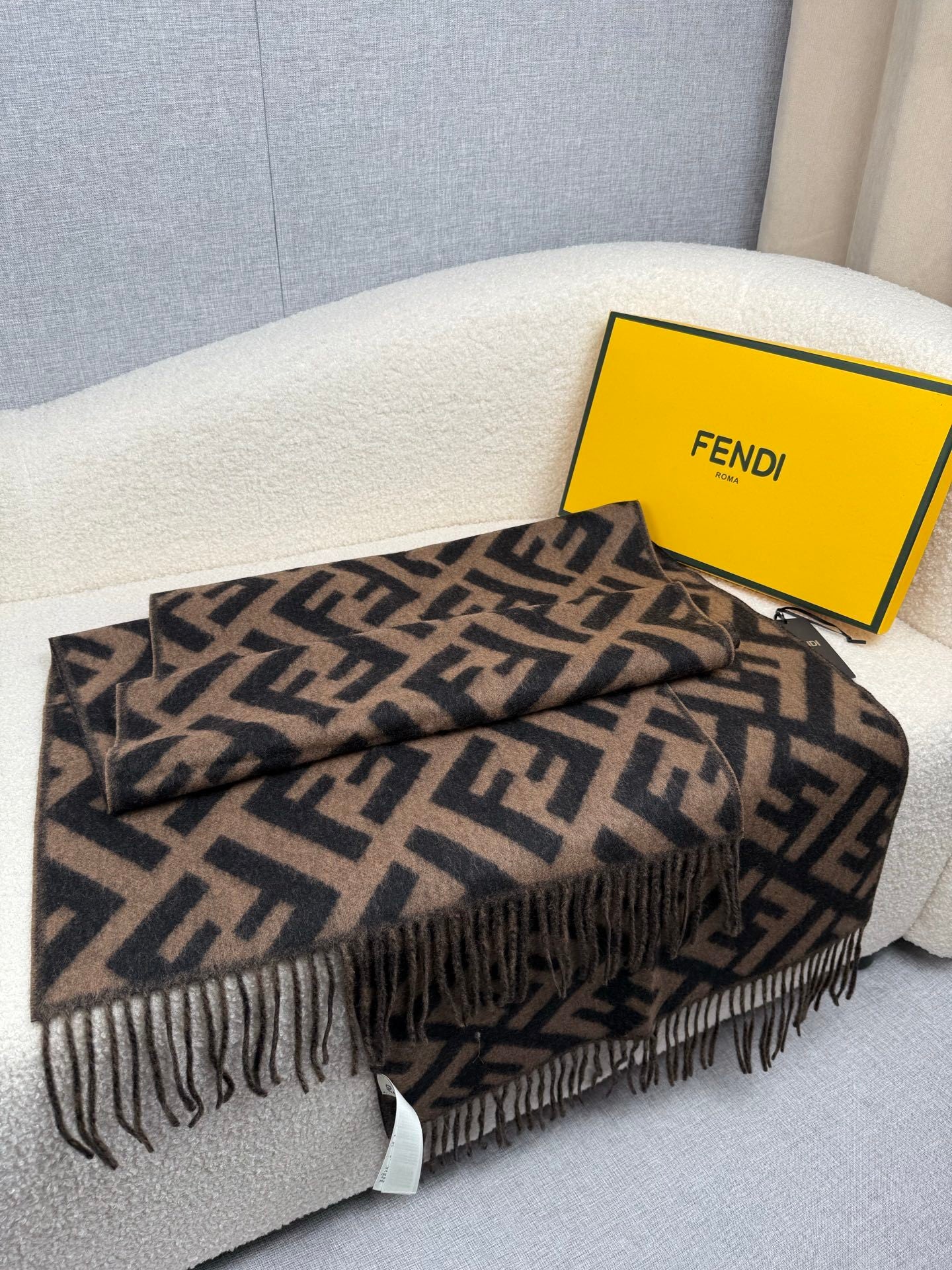 Fendi Classic Cashmere Shawl Long Scarf