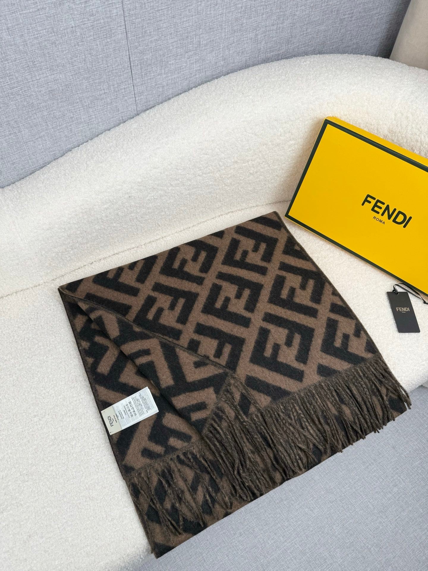 Fendi Classic Cashmere Shawl Long Scarf
