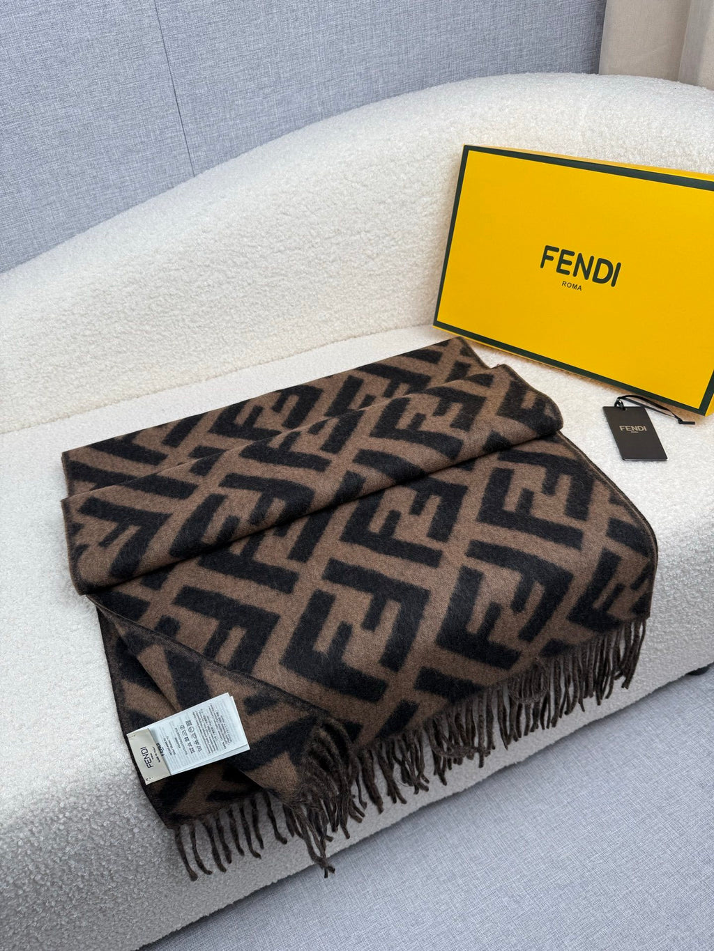 Fendi Classic Cashmere Shawl Long Scarf