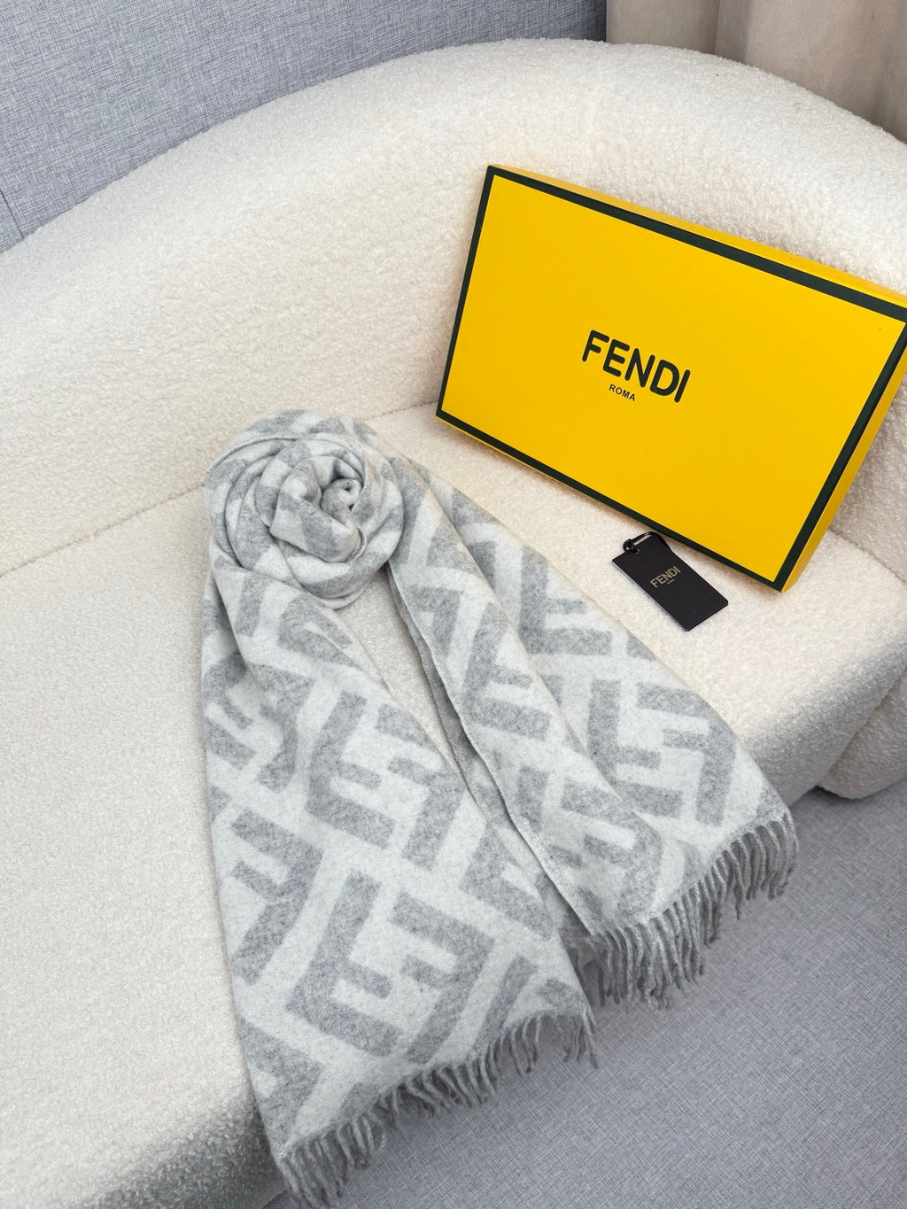 Fendi Classic Cashmere Shawl Long Scarf
