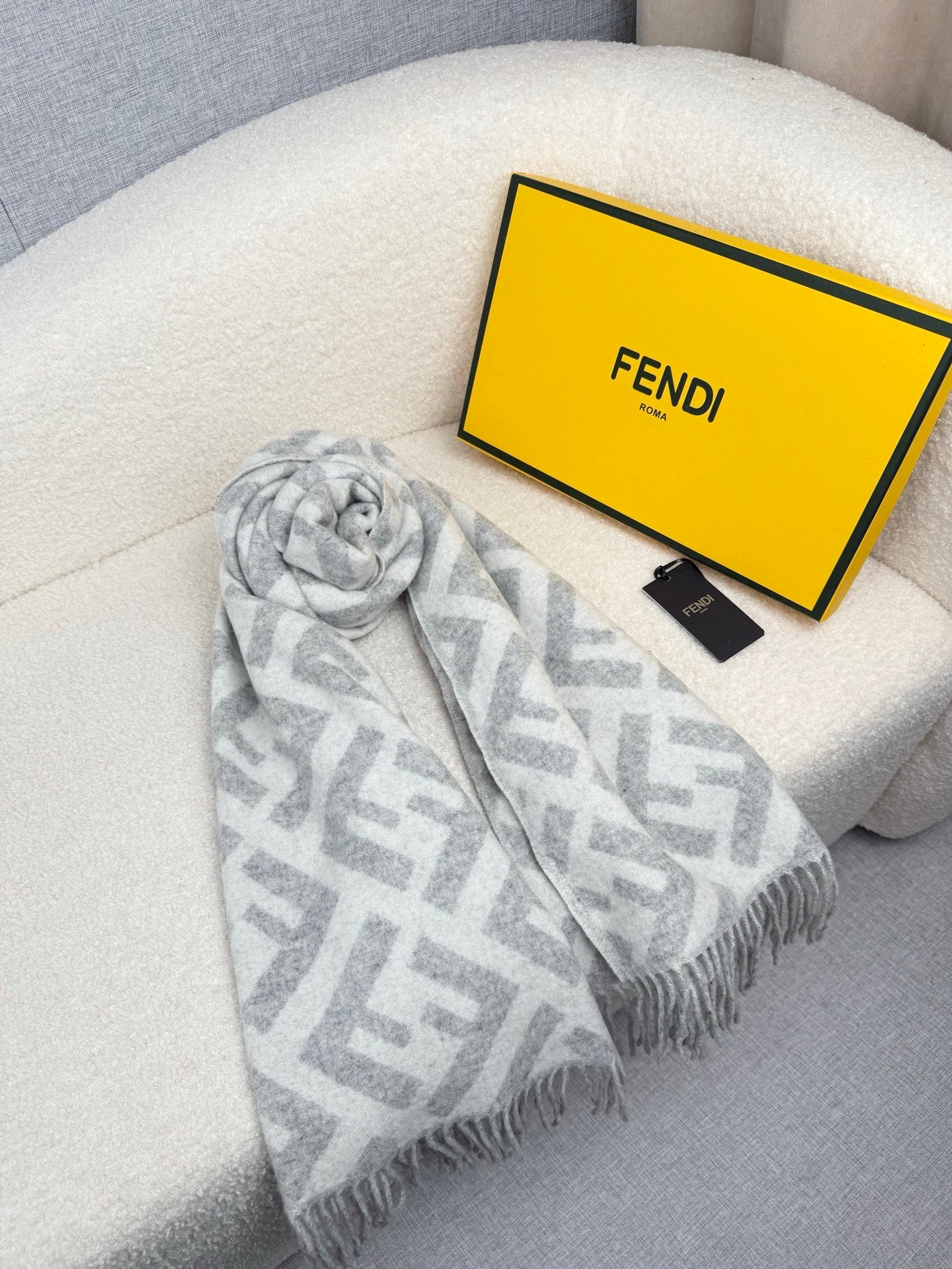 Fendi Classic Cashmere Shawl Long Scarf