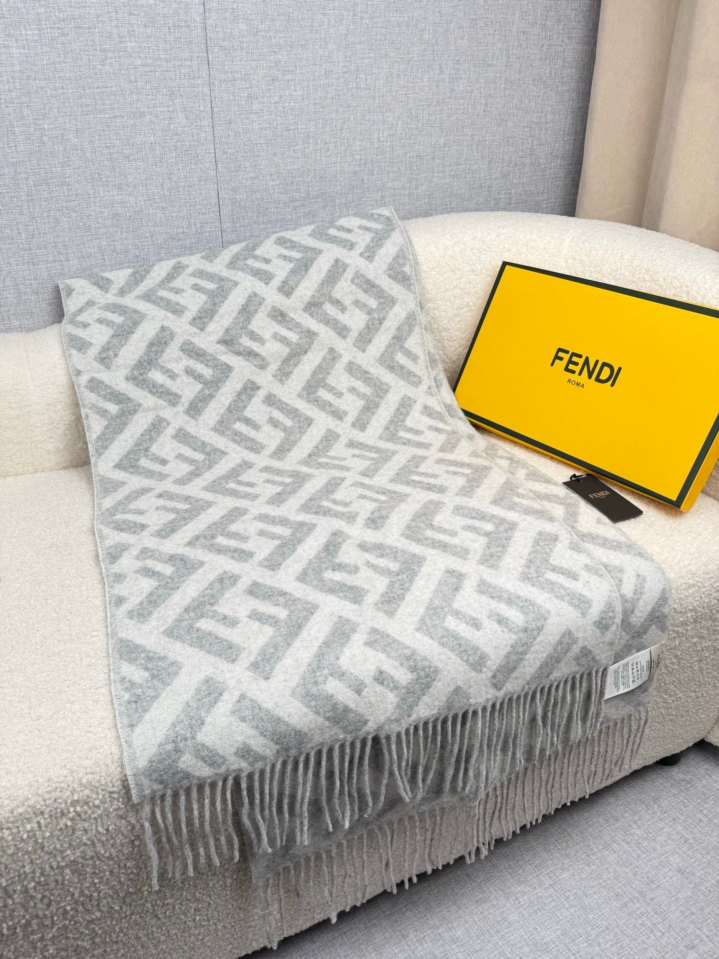 Fendi Classic Cashmere Shawl Long Scarf